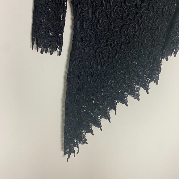 Nicole Bakti Assymetrical Lace Black 3/4 Sleeve Shirt Womens XS - Picture 3 of 10